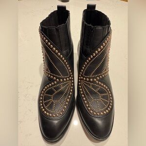 Sophia Webster Black and Gold Studded Ankle Boots